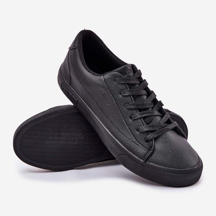 Tênis de couro baixo clássico masculino Big Star NN174252 Black preto 2