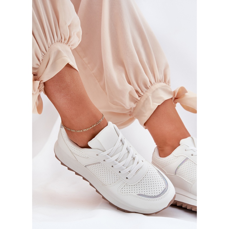 Sapatos esportivos femininos com plataforma brancos 2