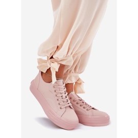 Big Star Tênis femininos na plataforma com couro ecológico grande estrela rr274a294 rosa 1