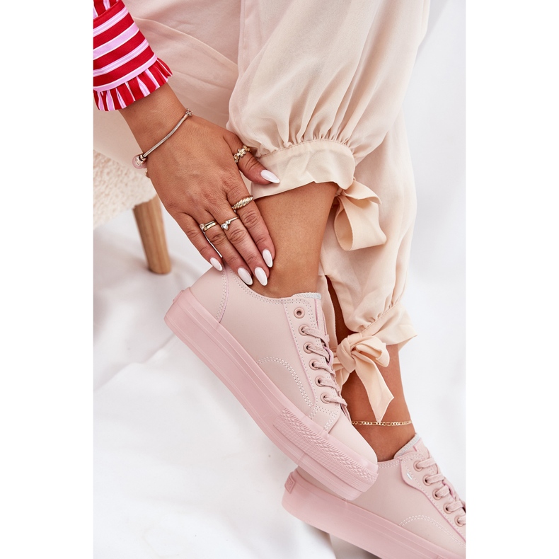 Big Star Tênis femininos na plataforma com couro ecológico grande estrela rr274a294 rosa 2