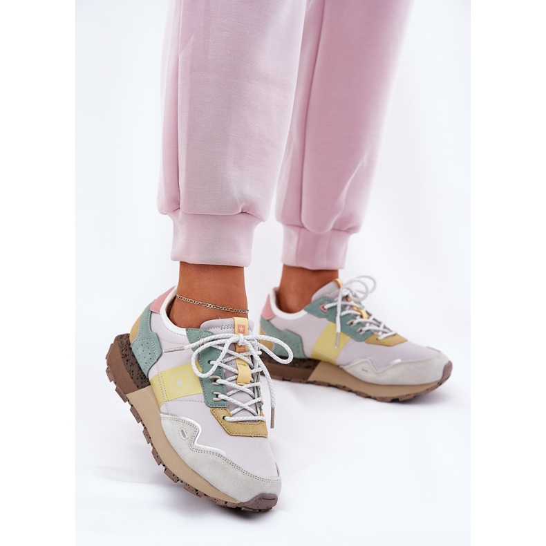 Camurça feminina tênis Big Star RR274244 Hi-polish cinza-amarelo-amarelo 2