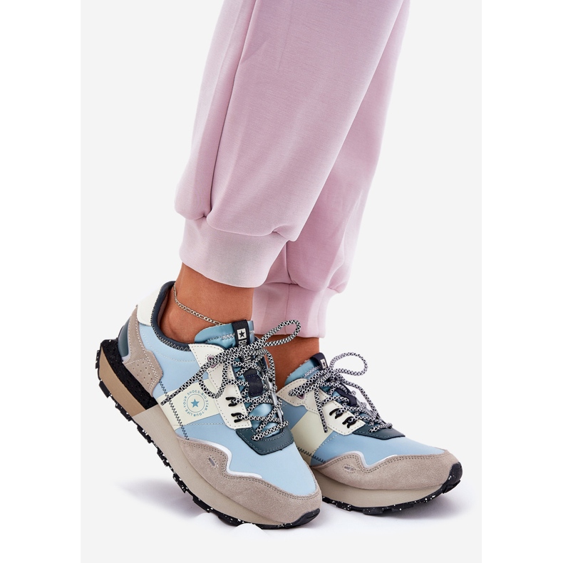 Camurça feminina tênis Big Star RR274245 Hi-Polish System Grey-Blue azul 1