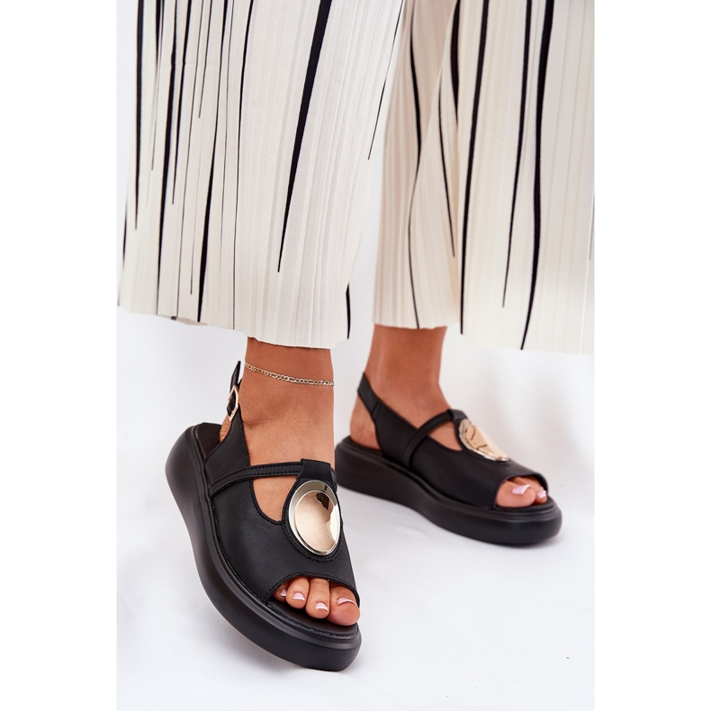 Sandálias femininas elegantes de couro S.Barski Gr51-603 Black preto 2