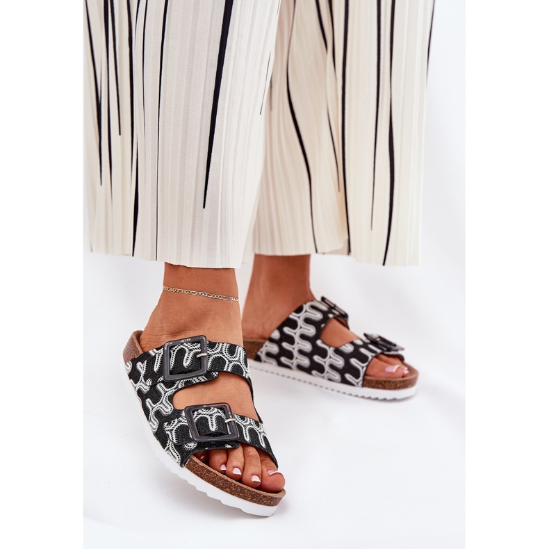 S.Barski Flips femininos com fivelas e brilho S. Barski RB51-006 Black preto 2