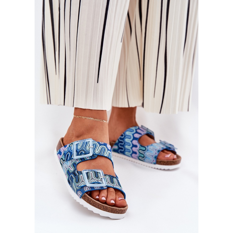 S.Barski Flip de mulheres com fivelas e brilho S. Barski RB51-006 Blue azul 2