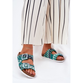 Flips femininos com fivelas e glitter s.barski rb51-006 verde 2