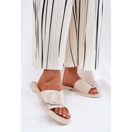 S.Barski Flip de couro feminino com uma fivela de D&amp;A SJ2302-01 bege 2