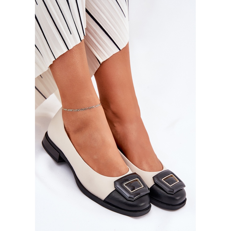 S.Barski Bailarinas de couro com decoração d & a mk51-059 bege 1 S.Barski Bailarinas de couro com decoração d & a mk51-059 bege 1