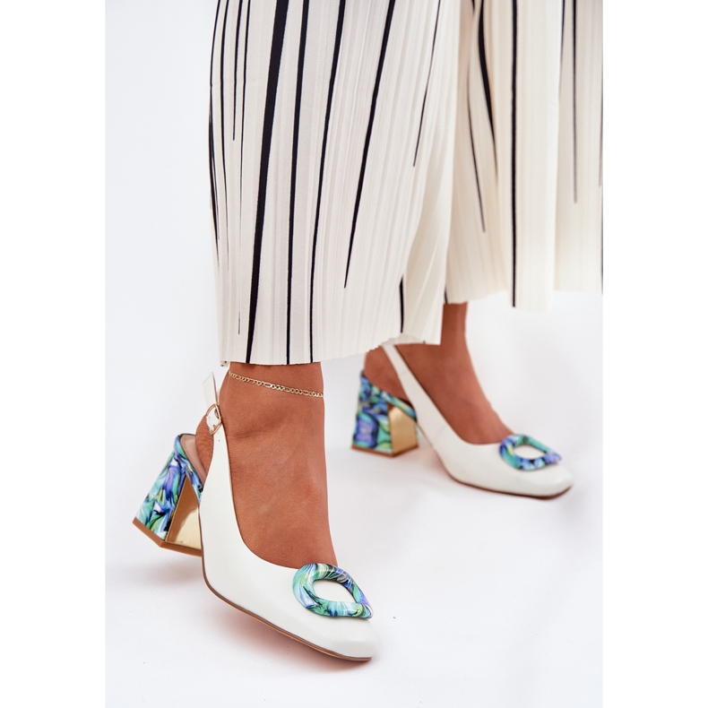 S.Barski Sandálias de couro feminino no post branco D&amp;A CR51-002 2