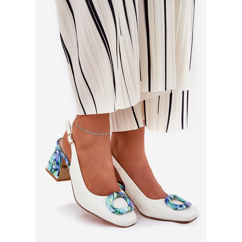 S.Barski Sandálias de couro feminino no post branco D&amp;A CR51-002 1