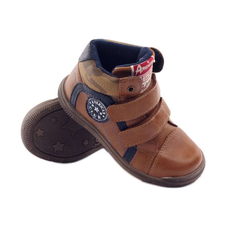 American Club Esportes com uma inserção de couro americano 16213 azul-marinho marrom 3