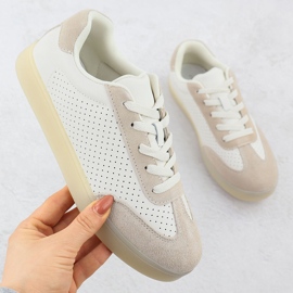 Sapatos de couro feminino Sapatos de esportes perfolados bege Sergio Leone SP-118 1