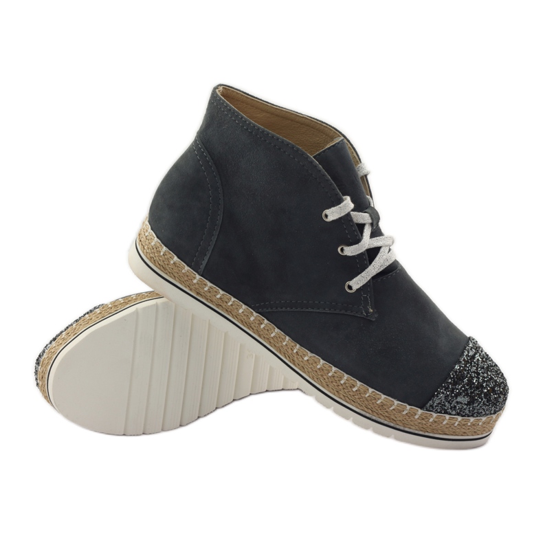 Alpercatas femininas de couro, cinza/prata, Neścior 3