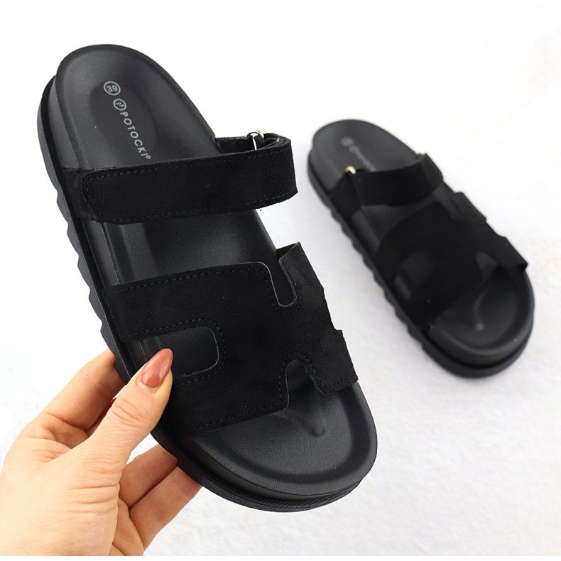 Slippers femininos pretos Potocki GN17303 1