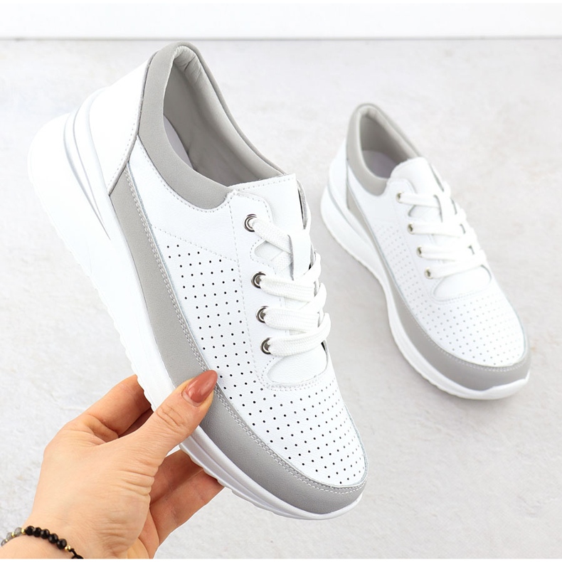 Tênis de couro para o OpenWork Vinceza 41487 branco 1