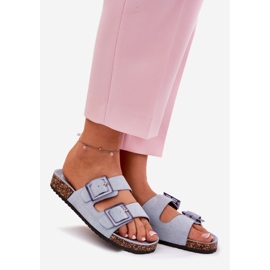 Chinelos femininos com grampos no azul de cortiça 1 Chinelos femininos com grampos no azul de cortiça 1