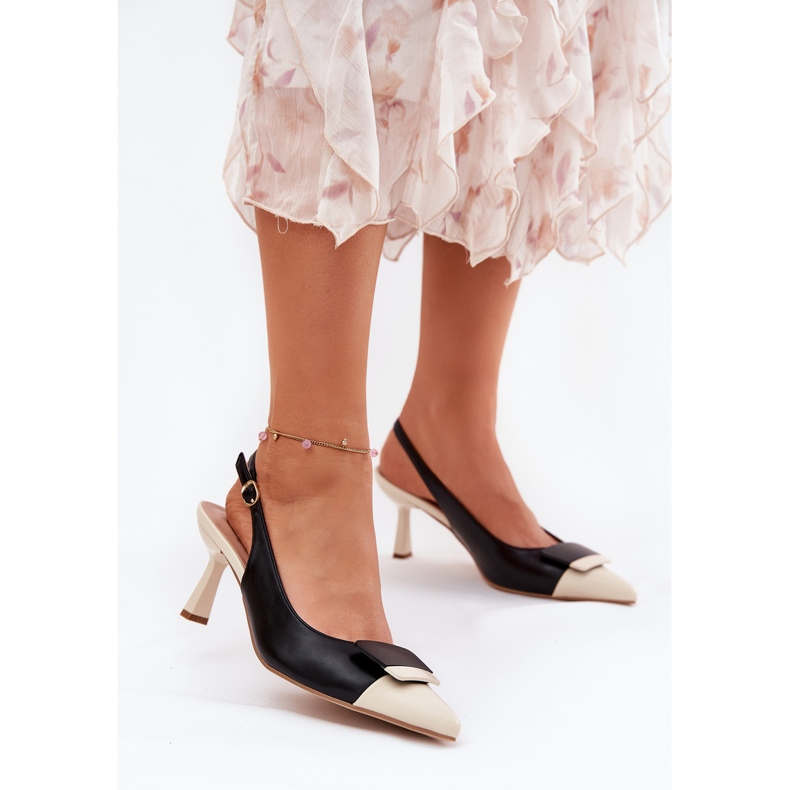Saltos altos elegantes com decoração Eco Black Leather preto 2