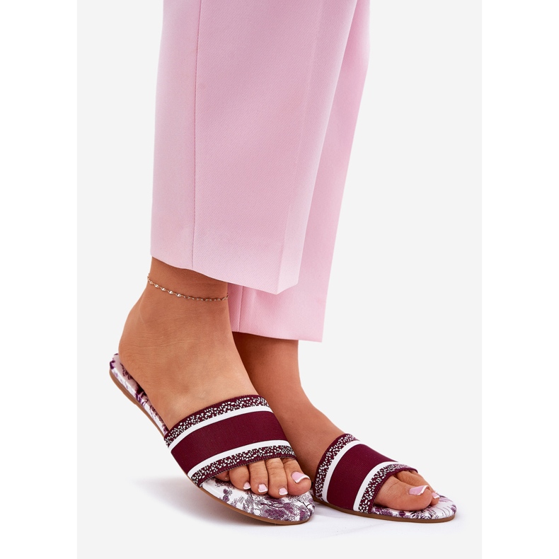 Chinelos de bordô femininos patrulhados vermelho 1