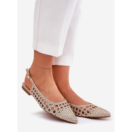 Sandálias com tranças e dedos pontudos de ouro dourado 1 Sandálias com tranças e dedos pontudos de ouro dourado 1