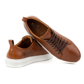 Olivier Sapatos esportivos masculinos de couro com atacadores 434KNT castanhos 6