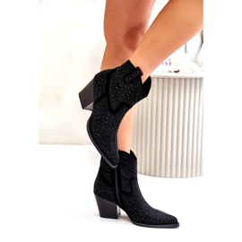 Botas femininas decoradas com saltos altos com ferramentas no spitz s.barski hy42-121 preto 3
