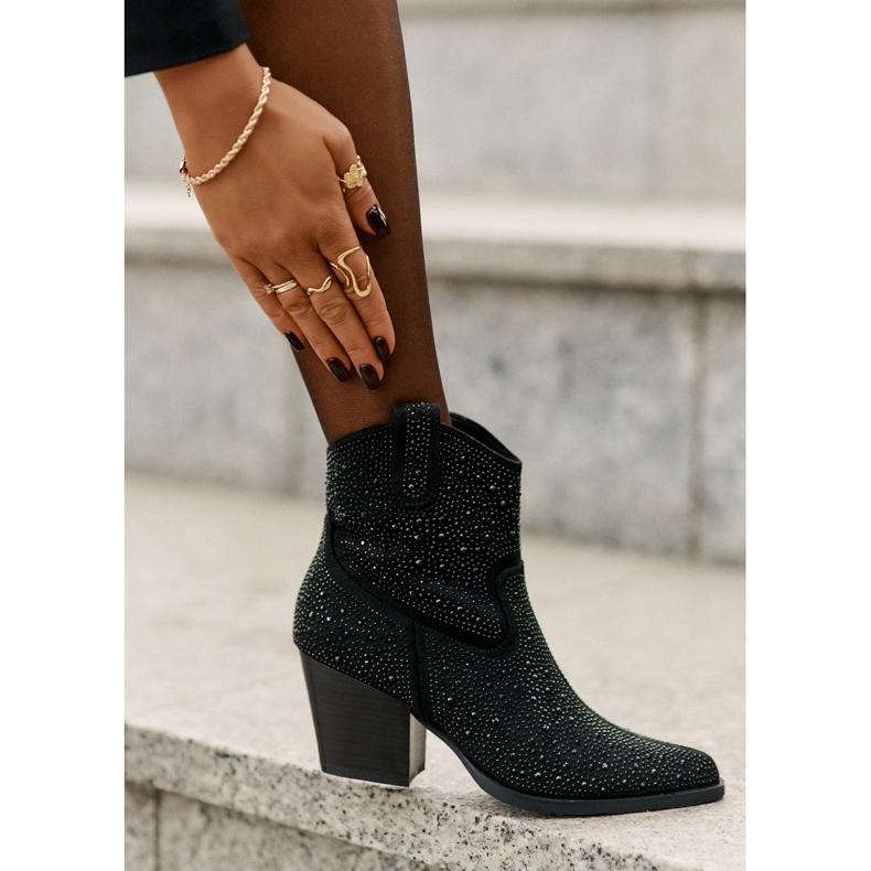 Botas femininas decoradas com saltos altos com ferramentas no spitz s.barski hy42-121 preto 6