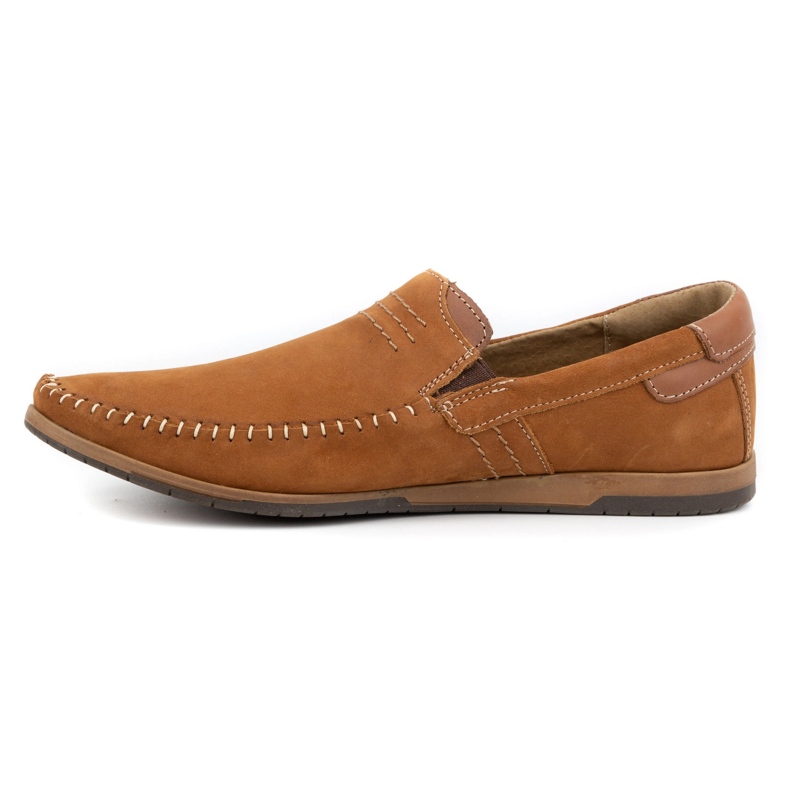 KOMODO Mocassins de couro masculino 876 camelo castanho 1