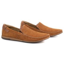 KOMODO Mocassins de couro masculino 876 camelo castanho 2