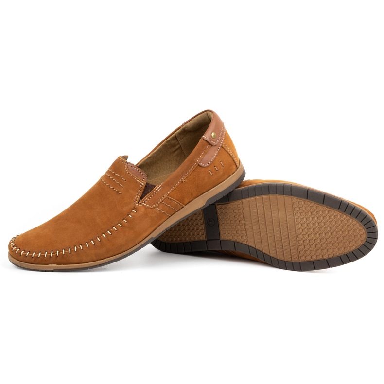 KOMODO Mocassins de couro masculino 876 camelo castanho 3