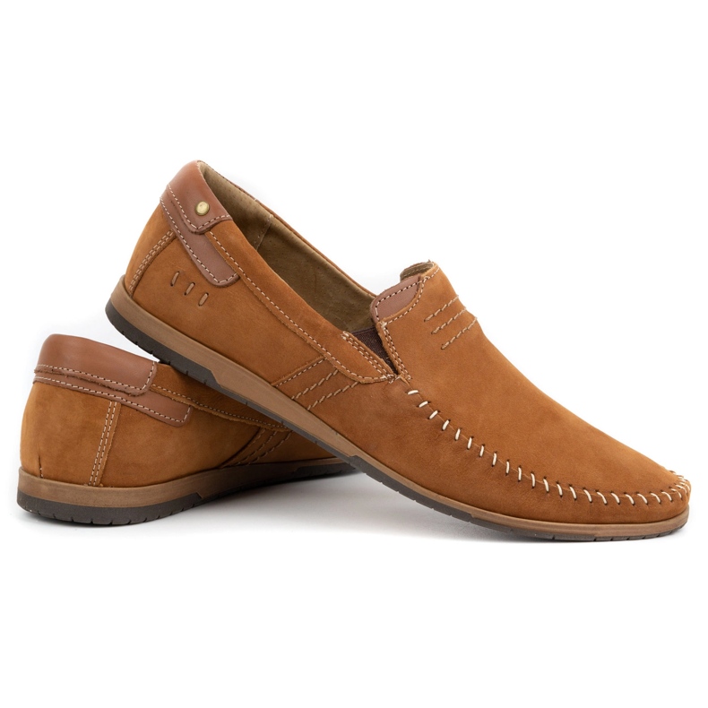 KOMODO Mocassins de couro masculino 876 camelo castanho 5