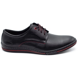 Olivier Sapatos masculinos de couro 295LU preto com vermelho 1