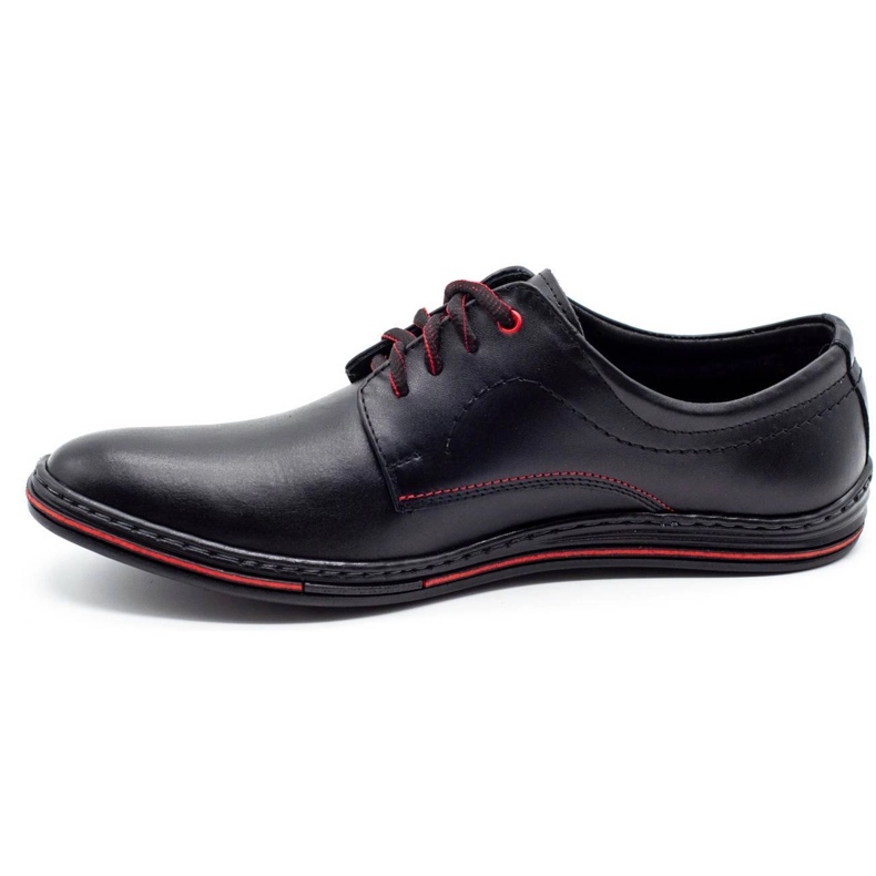 Olivier Sapatos masculinos de couro 295LU preto com vermelho 2