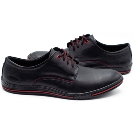 Olivier Sapatos masculinos de couro 295LU preto com vermelho 3