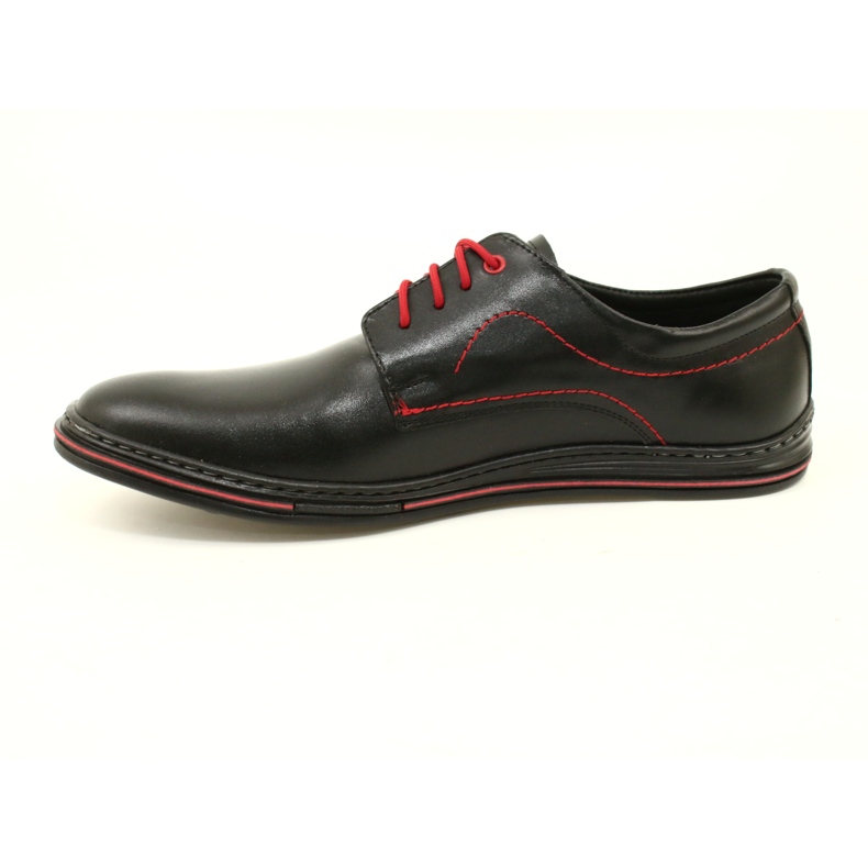 Olivier Sapatos masculinos de couro 295LU preto com vermelho 5