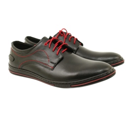 Olivier Sapatos masculinos de couro 295LU preto com vermelho 7