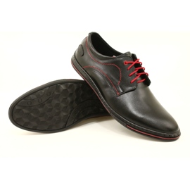 Olivier Sapatos masculinos de couro 295LU preto com vermelho 6