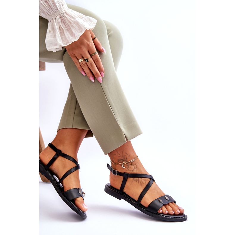 Sandálias femininas com pregos s.barski kv-yxd072-1 preto 4