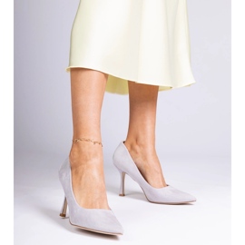 Bombas clássicas cinza no calcanhar de Ekozamsz 1