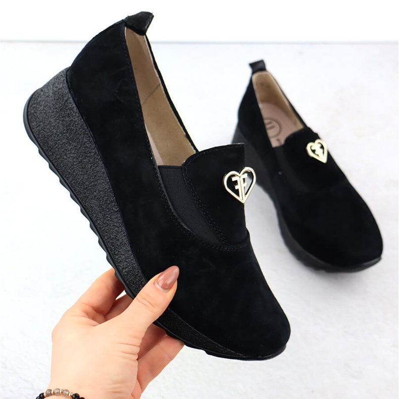 Sapatos de couro para cunha Black Filippo DP6786 preto 1