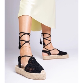 Sandálias trançadas de alpargelas negras preto 1