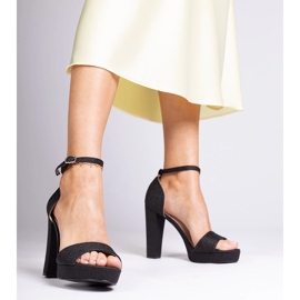 Sandálias de glitter alto de mulheres negras preto 1