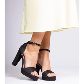 Sandálias de glitter alto de mulheres negras preto 2