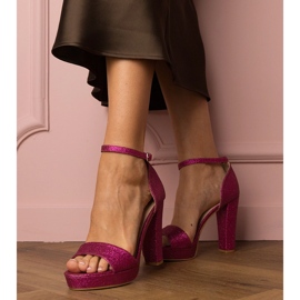 Sandálias de glitter alto de mulheres rosa 1