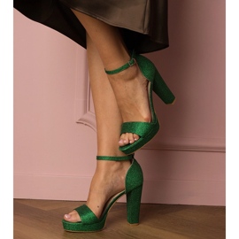 Sandálias de glitter alto de mulheres verdes 1