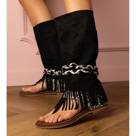 Sandálias femininas negras com um alto alto preto 2 Sandálias femininas negras com um alto alto preto 2