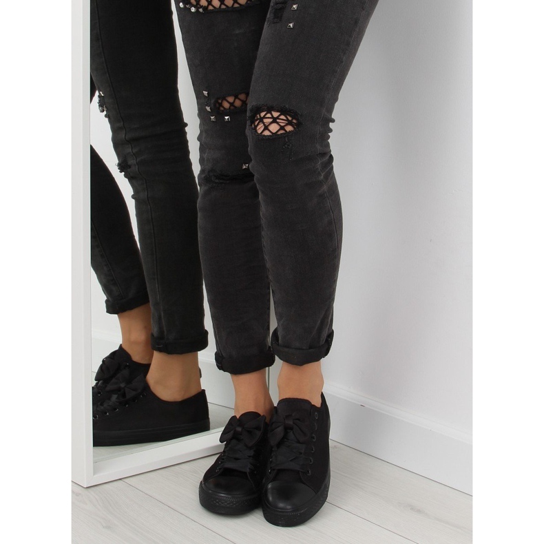 Tênis feminino preto acetinado 16-509 Allblack 1