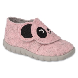 Chinelos infantis Befado com velcro 620P018 rosa 1
