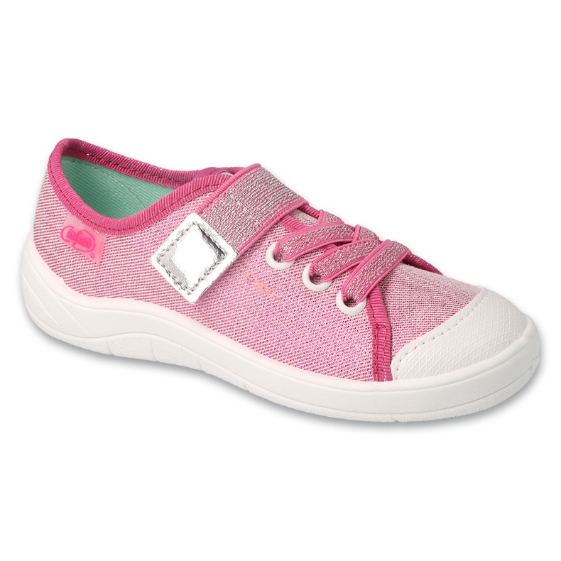 Chinelos infantis Befado com velcro 351X002 rosa e prata 1 Chinelos infantis Befado com velcro 351X002 rosa e prata 1