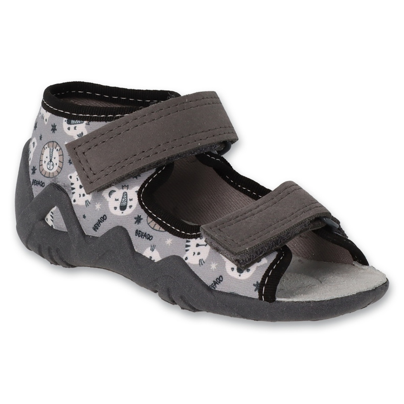 Chinelos infantis Befado com forro de couro 350P047 cinza 1