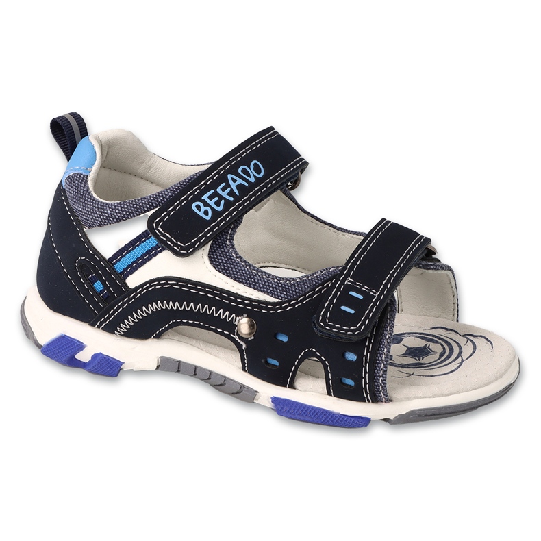 Sandálias infantis Befado, palmilha de couro, 170X104, azul marinho 1